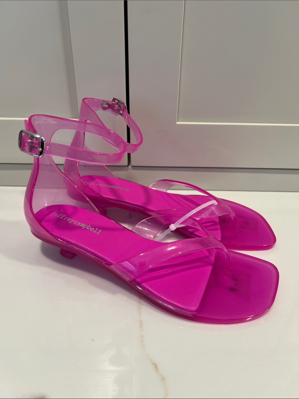 Jeffrey Campbell Neon Pink Jelly Ankle-Strap Sandals